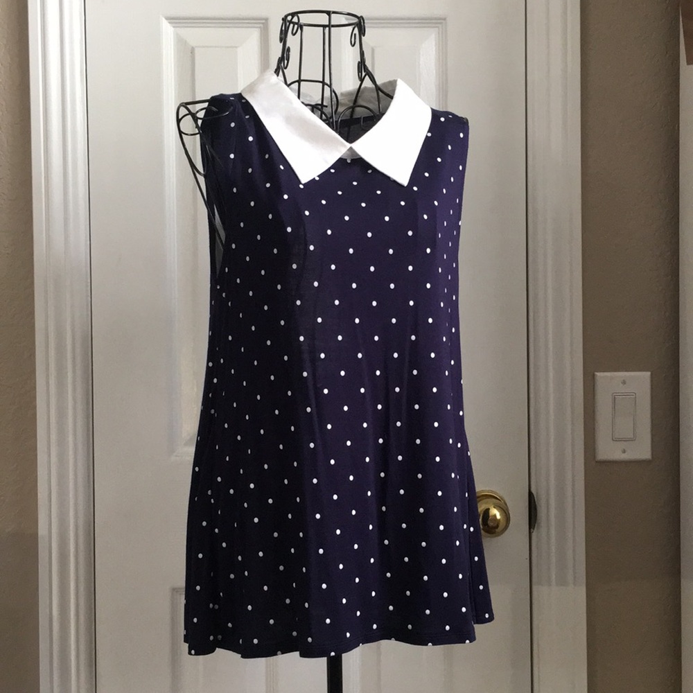 Navy Polka Dot Blouse